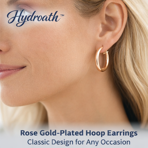 Hydroath™ Rose Gold-Plated Hoop Earrings – Classic Design for Any Occasion