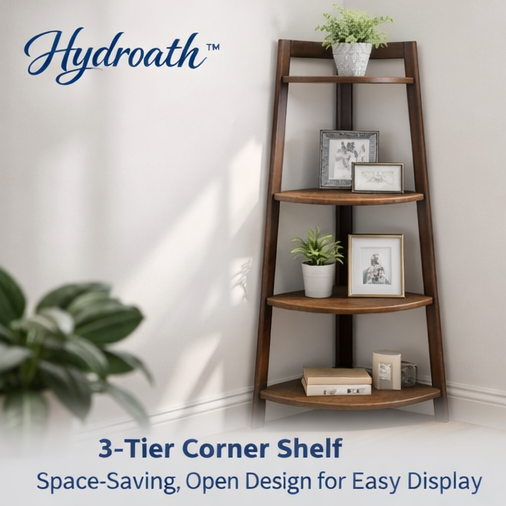 Hydroath™ 3-Tier Corner Shelf – Space-Saving, Open Design for Easy Display