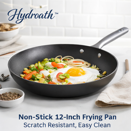 Hydroath™ Non-Stick 12-Inch Frying Pan – Scratch Resistant, Easy Clean