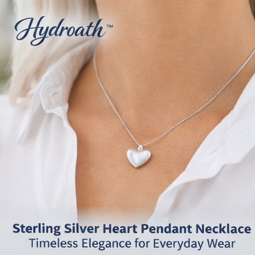 Hydroath™ Sterling Silver Heart Pendant Necklace – Timeless Elegance for Everyday Wear